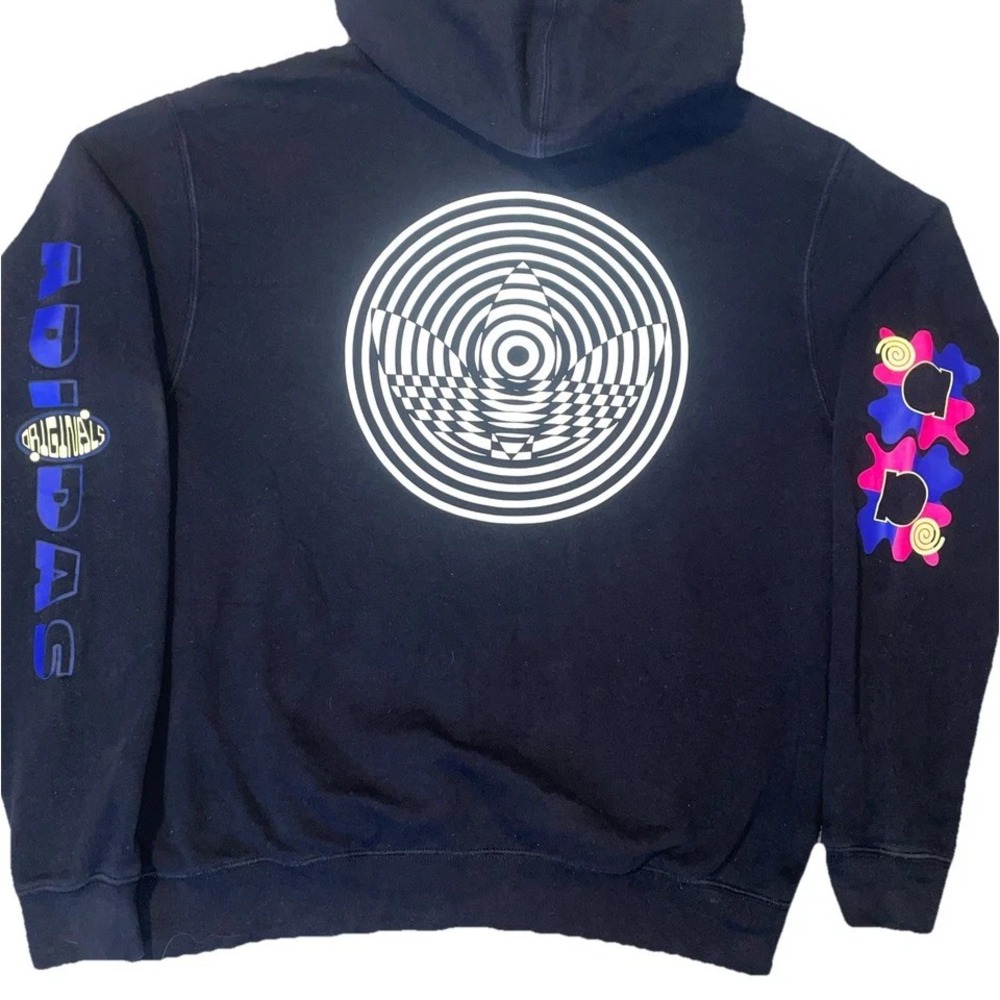 Adidas Hoodie Men's L Black Hoodie 2-sided GLOW IN DARK Graphics Pink Purple